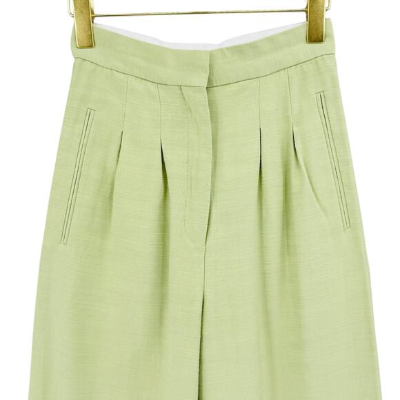 C/MEO Collective Woven Light Green Pleated High Waist Tapered Trouser Pants - Picture 3 of 9